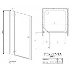 Душевая дверь в нишу Radaway Torrenta DWJ 100 прозрачное стекло L