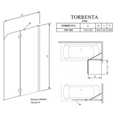Шторка на ванну Radaway Torrenta PND 100 стекло графит R