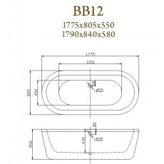 Ванна акриловая BelBagno BB12-1775