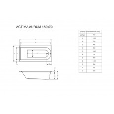 Гидромассажная ванна Excellent Actima Aurum Hydro WAAC.AUR15HYDRO, 150*70 см, каркас в комплекте
