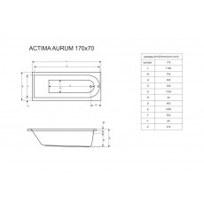Гидромассажная ванна Excellent Actima Aurum Hydro WAAC.AUR17HYDRO, 170*70 см, каркас в комплекте